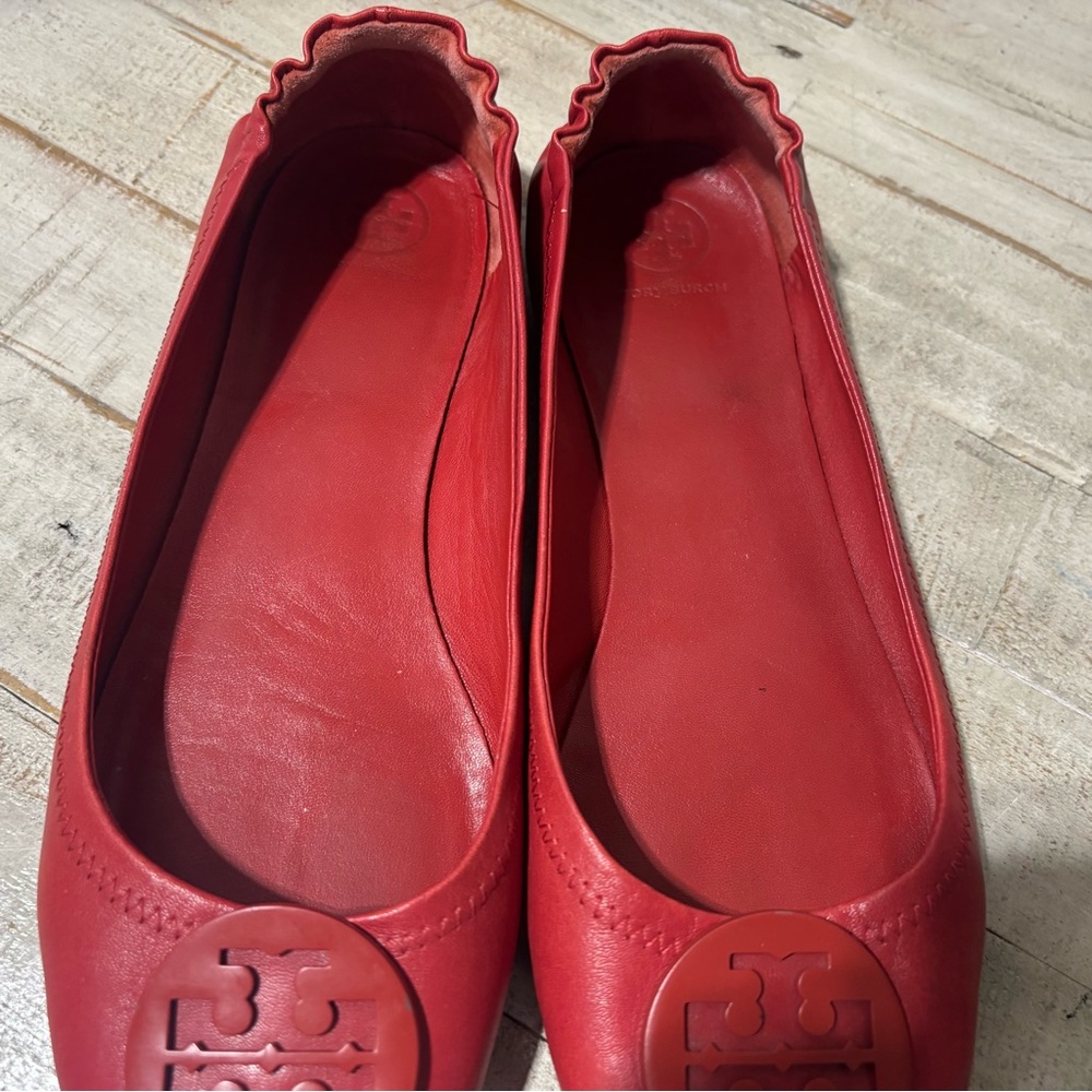 ❤️Tory Burch Minnie Red Travel Ballet Flats-Sz 11 - Picture 6 of 7